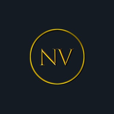 Lüks harfler. NV harfleri. Dövme stüdyosu, kuaför, butik, otel, üniversite, retro, kenetlenme tarzı için uygun