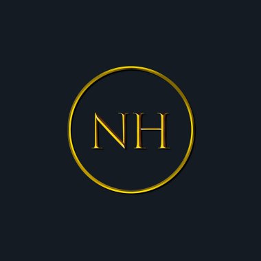 Lüks harfler, NH harfleri. Dövme stüdyosu, kuaför, butik, otel, üniversite, retro, kenetlenme tarzı için uygun