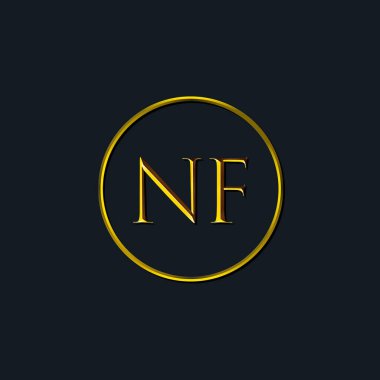 Lüks harfler. NF harfleri. Dövme stüdyosu, kuaför, butik, otel, üniversite, retro, kenetlenme tarzı için uygun