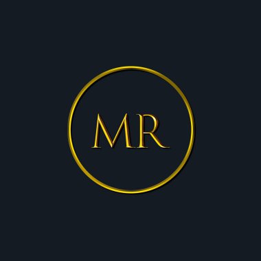 Lüks harfler MR monogramı. Dövme stüdyosu, kuaför, butik, otel, üniversite, retro, kenetlenme tarzı için uygun