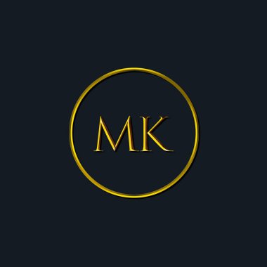 Lüks harfler. MK harfleri. Dövme stüdyosu, kuaför, butik, otel, üniversite, retro, kenetlenme tarzı için uygun