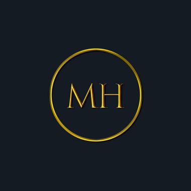 Lüks harfler MH harfleri. Dövme stüdyosu, kuaför, butik, otel, üniversite, retro, kenetlenme tarzı için uygun
