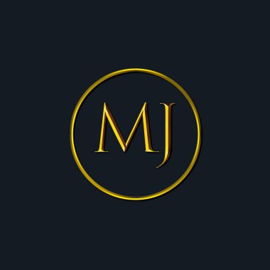 Lüks harfler MJ baş harfleri. Dövme stüdyosu, kuaför, butik, otel, üniversite, retro, kenetlenme tarzı için uygun