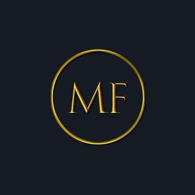 Lüks harfler, MF harfleri. Dövme stüdyosu, kuaför, butik, otel, üniversite, retro, kenetlenme tarzı için uygun