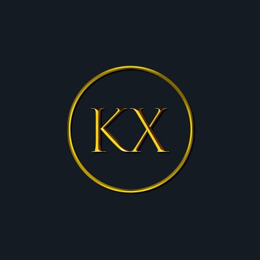 Lüks harfler KX baş harfleri. Dövme stüdyosu, kuaför, butik, otel, üniversite, retro, kenetlenme tarzı için uygun