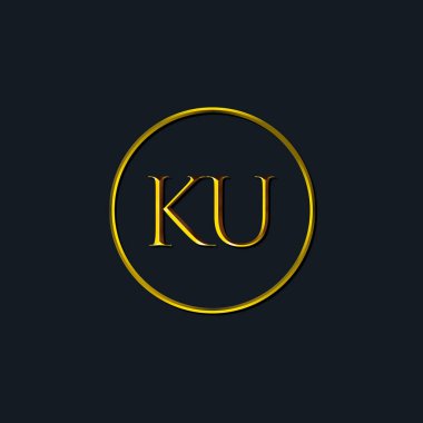 Lüks harfler KU monogramı. Dövme stüdyosu, kuaför, butik, otel, üniversite, retro, kenetlenme tarzı için uygun