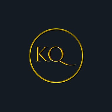 Lüks harfler KQ harfleri. Dövme stüdyosu, kuaför, butik, otel, üniversite, retro, kenetlenme tarzı için uygun