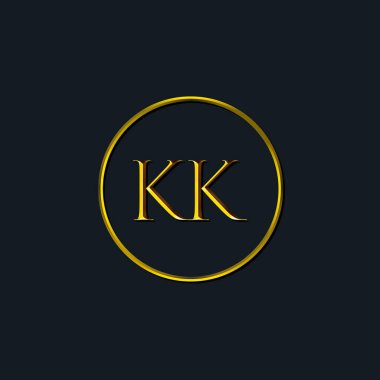 Lüks harfler KK harfleri. Dövme stüdyosu, kuaför, butik, otel, üniversite, retro, kenetlenme tarzı için uygun