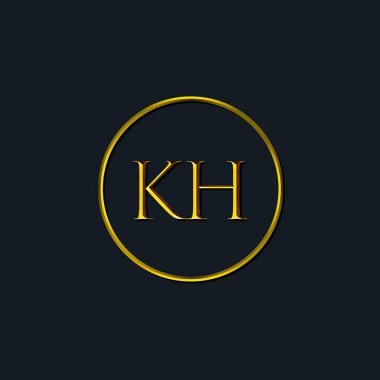 Lüks harfler KH harfleri. Dövme stüdyosu, kuaför, butik, otel, üniversite, retro, kenetlenme tarzı için uygun