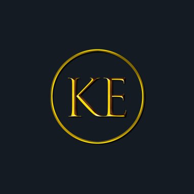 Lüks harfler KE monogramı. Dövme stüdyosu, kuaför, butik, otel, üniversite, retro, kenetlenme tarzı için uygun