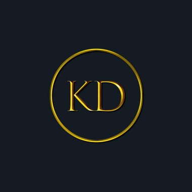 Lüks harfler KD monogramı. Dövme stüdyosu, kuaför, butik, otel, üniversite, retro, kenetlenme tarzı için uygun