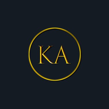 Lüks Baş harfler KA baş harfleri. Dövme stüdyosu, kuaför, butik, otel, üniversite, retro, kenetlenme tarzı için uygun