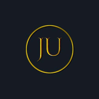 Lüks harfler, JU baş harfleri. Dövme stüdyosu, kuaför, butik, otel, üniversite, retro, kenetlenme tarzı için uygun