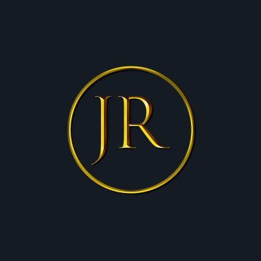Lüks harfler JR baş harfleri. Dövme stüdyosu, kuaför, butik, otel, üniversite, retro, kenetlenme tarzı için uygun