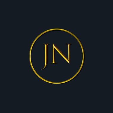 Lüks harfler JN baş harfleri. Dövme stüdyosu, kuaför, butik, otel, üniversite, retro, kenetlenme tarzı için uygun