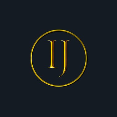 Lüks harfler. IJ harfleri. Dövme stüdyosu, kuaför, butik, otel, üniversite, retro, kenetlenme tarzı için uygun