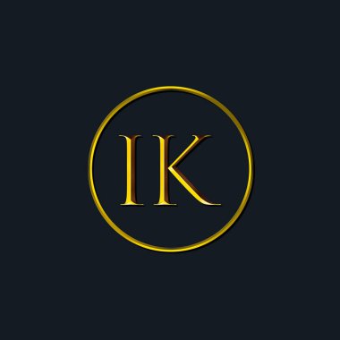 Lüks harfler, IK baş harfleri. Dövme stüdyosu, kuaför, butik, otel, üniversite, retro, kenetlenme tarzı için uygun