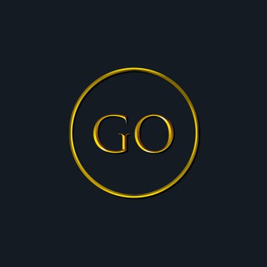 Lüks harfler GO monogramı. Dövme stüdyosu, kuaför, butik, otel, üniversite, retro, kenetlenme tarzı için uygun