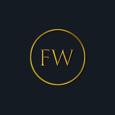 Lüks harfler FW harfleri. Dövme stüdyosu, kuaför, butik, otel, üniversite, retro, kenetlenme tarzı için uygun