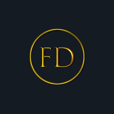 Lüks harfler FD baş harfleri. Dövme stüdyosu, kuaför, butik, otel, üniversite, retro, kenetlenme tarzı için uygun