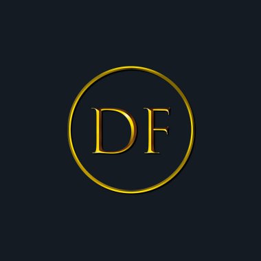 Lüks harfler DF baş harfleri. Dövme stüdyosu, kuaför, butik, otel, üniversite, retro, kenetlenme tarzı için uygun