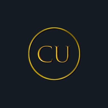 Lüks harfler CU monogramı. Dövme stüdyosu, kuaför, butik, otel, üniversite, retro, kenetlenme tarzı için uygun