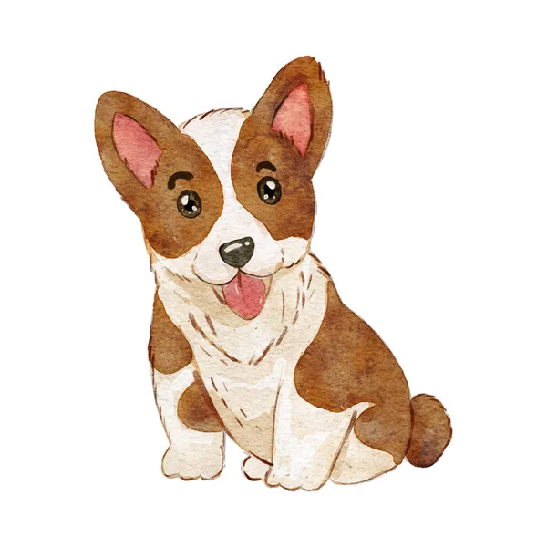 Perro Beagle Acuarela Ilustración Animal Lindo Retrato Cachorro Aislado Dibujo — Vector de stock
