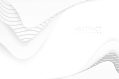 Soyut geometrik eğri beyaz ve gri gradyan arkaplan. Modern ve minimal beyaz unsurlar. Vektör illüstrasyonu.