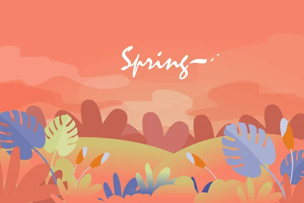 Frühling Und Sommer Umgebung Hintergrund Oder Banner Design Mit Schönen — Stockvektor