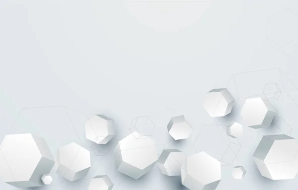 Білі Геометричні Елементи Шестикутника Мінімальний Дизайн Чистого Фону Технологічного Бізнесу — стоковий вектор