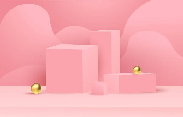 Abstract Rosa Pódio Mockup Para Apresentação Produto Podium Modelo Exibição —  Vetores de Stock