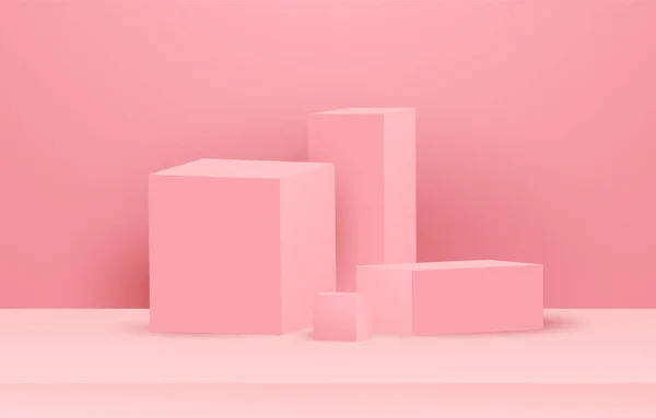 Abstract Rosa Pódio Mockup Para Apresentação Produto Podium Modelo Exibição —  Vetores de Stock