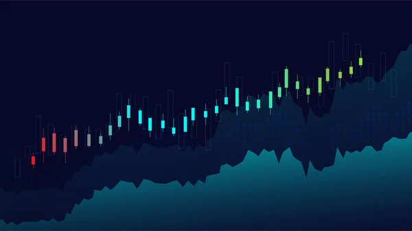 Borsa Yatırımlarının Mavi Arka Plandaki Ticari Mum Çubuğu Grafiği Bulls — Stok Vektör