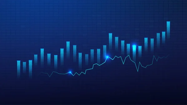 Obchodní Svícen Graf Graf Investic Akciovém Trhu Obchodování Modrém Pozadí — Stockový vektor