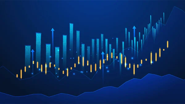 Business Ljus Stick Diagram Diagram Över Aktiemarknaden Investeringar Handel Blå — Stock vektor