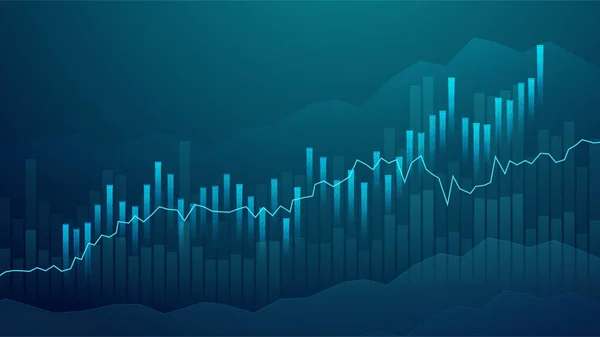 Obchodní Svícen Graf Graf Investic Akciovém Trhu Obchodování Modrém Pozadí — Stockový vektor