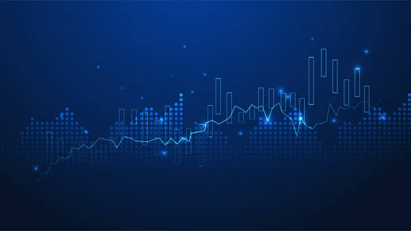 Business Candle Stick Diagramm Des Aktienmarkthandels Auf Blauem Hintergrund Bullischer — Stockvektor