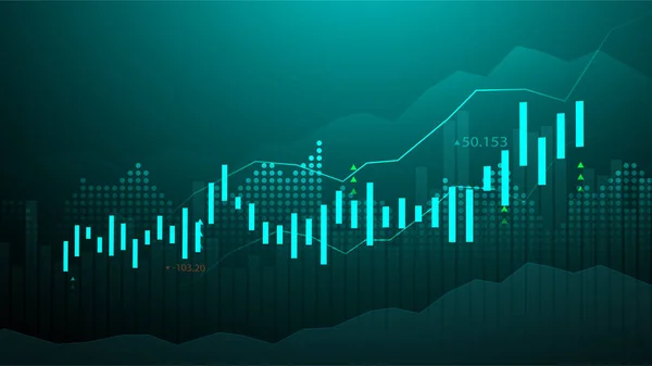 Business Candle Stick Diagramm Des Aktienmarkthandels Auf Blauem Hintergrund Bullischer — Stockvektor