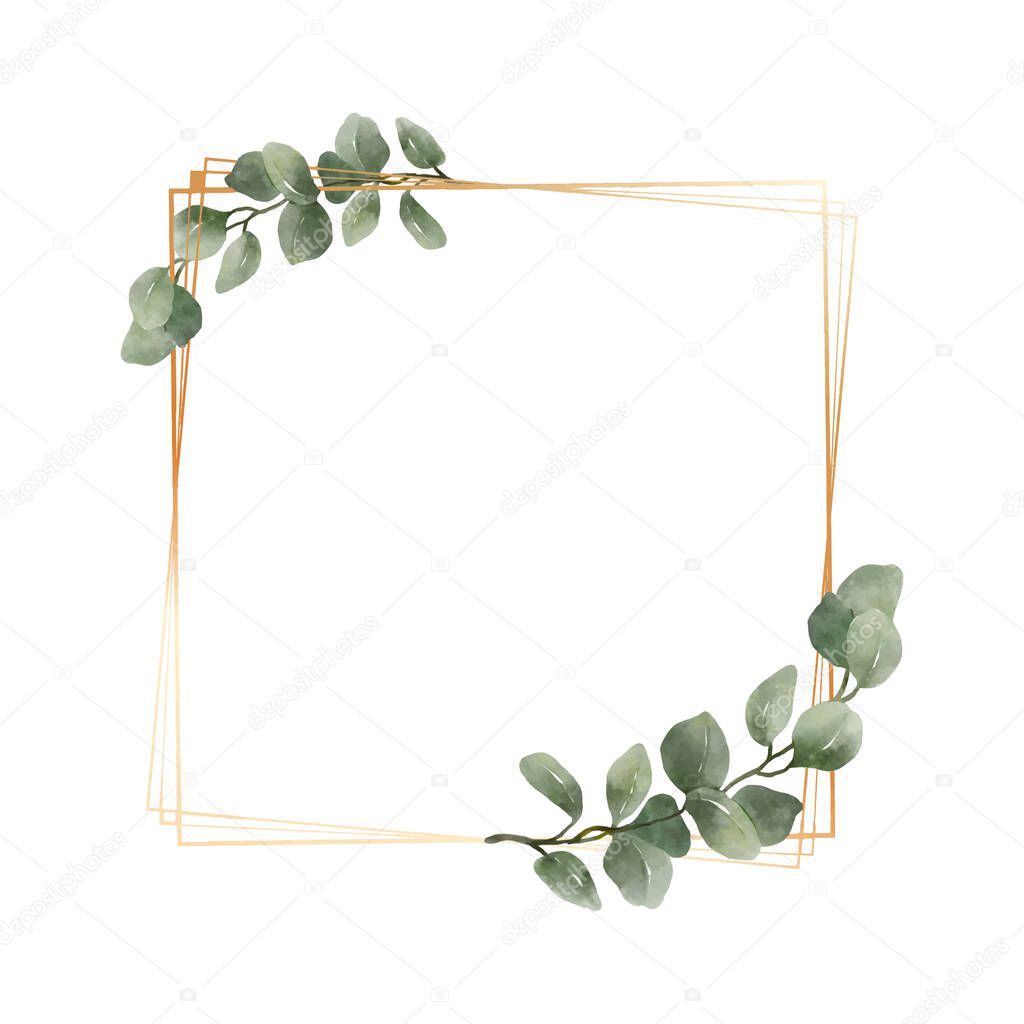 Greenery Leaves Watercolor Hand Drawn. Set of green leaf in watercolor style isolated on white background. Decorative beauty elegant illustration collection for design.