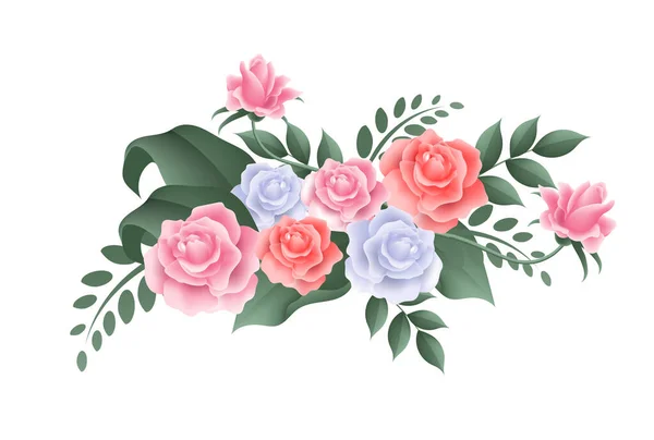 Vettore Fiori Rosa Realistico Isolato Sfondo Bianco Elemento Amore Mamma — Vettoriale Stock