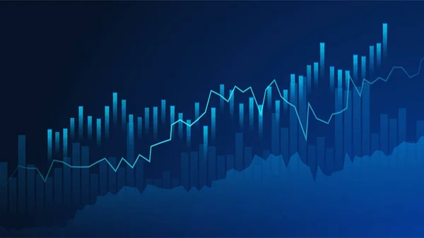 Borsa yatırımlarının mavi arka plandaki ticari mum çubuğu grafiği. Bulls puanı, grafiğin gidişatı. Ekonomi vektör tasarımı.