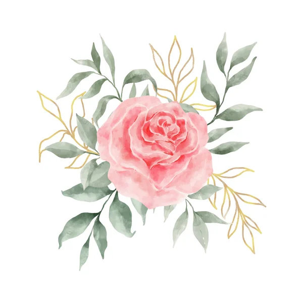 Pink Red Rose Flowers Watercolor Vector Isolated White Background Vintage — Vettoriale Stock
