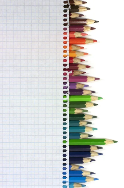 Bloco de notas. Crayons. — Fotografia de Stock