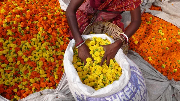 Mercato dei fiori. Kolkata. India — Foto Stock