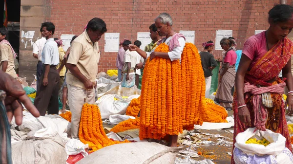 Flower market. Kolkata. India — Stock Photo, Image