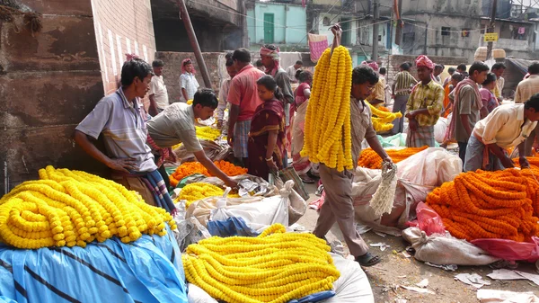 花卉市场。加尔各答。印度 — 图库照片