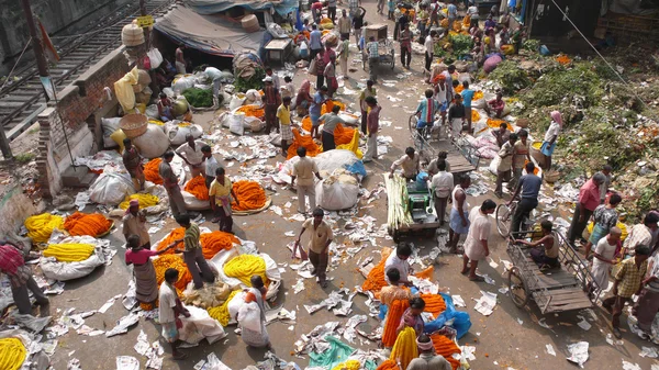 Flower market. Kolkata. India — Stock Photo, Image