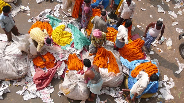 Flower market. Kolkata. India — Stock Photo, Image