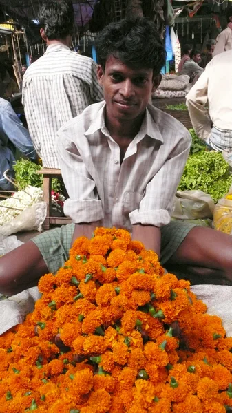 Flower market. Kolkata. India — Stock Photo, Image