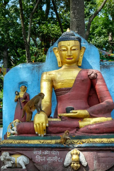 Nepal Katmandu Daki Swayambhunath Stupa Buda Heykeli — Stok fotoğraf